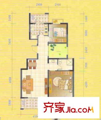 海納國際H戶型 2室2廳1衛(wèi)1廚
