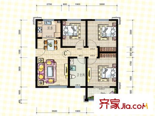 華冶向陽(yáng)里 3室 戶型圖
