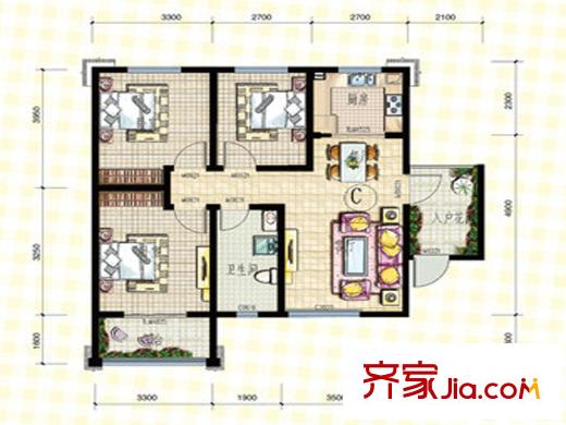 華冶向陽(yáng)里 3室 戶型圖