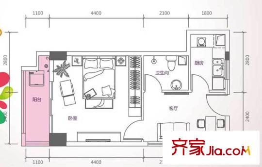 峰尚國際B-a3-01 1室2廳1衛(wèi)