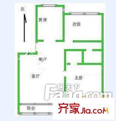 恒通批發(fā)市場戶型圖1-1 2室2廳1衛(wèi)1廚