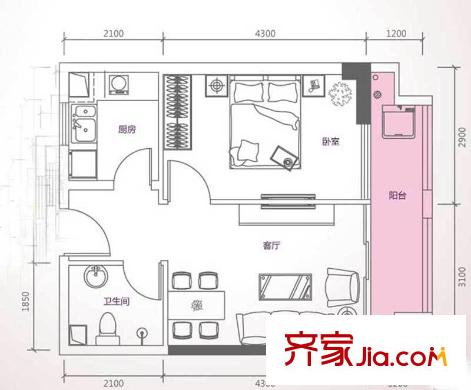 峰尚國際B-a1-01 1室2廳1衛(wèi)