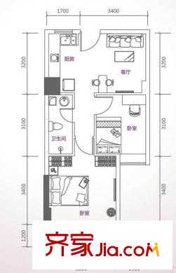 峰尚國際A-b1-01 2室1廳1衛(wèi)