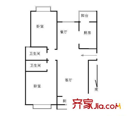 東七復(fù)建點(diǎn) 2室 戶型圖