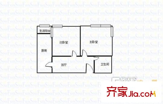 東七復(fù)建點(diǎn) 2室 戶型圖
