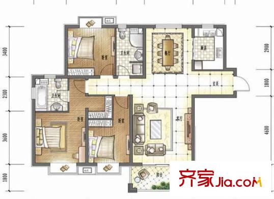 長江計量所宿舍 3室 戶型圖