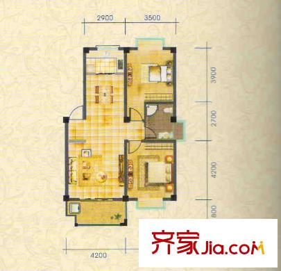 安正御龍灣A2戶型 3室2廳1衛(wèi)1廚