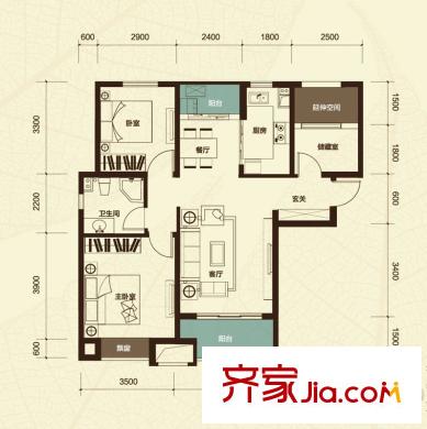 保利梧桐語(yǔ)二期B 戶型 3室3廳1衛(wèi)1廚
