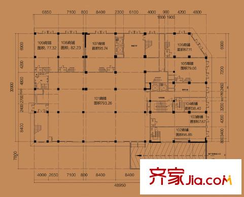 幸福里程戶型圖5#樓1層 