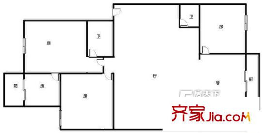 金星翡翠湖SOHO城 4室 戶型圖