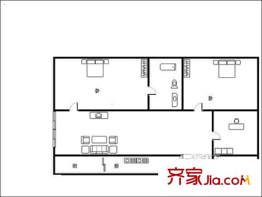金星翡翠湖SOHO城 3室 戶型圖