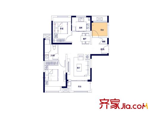 綠地?濱湖印象 2室 戶型圖