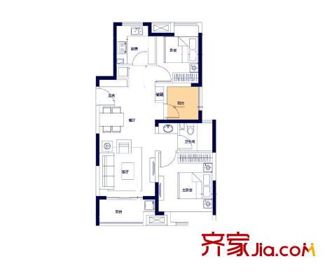 綠地?濱湖印象 2室 戶型圖
