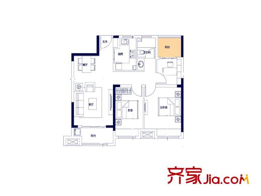 綠地?濱湖印象 3室 戶型圖