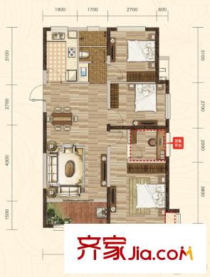 力高君御世家A戶型 3室2廳1衛(wèi)1廚
