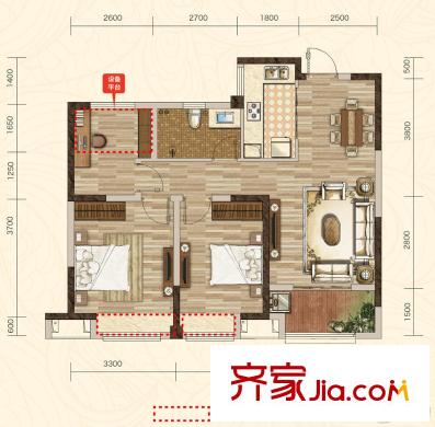 力高君御世家B戶型 3室2廳1衛(wèi)1廚