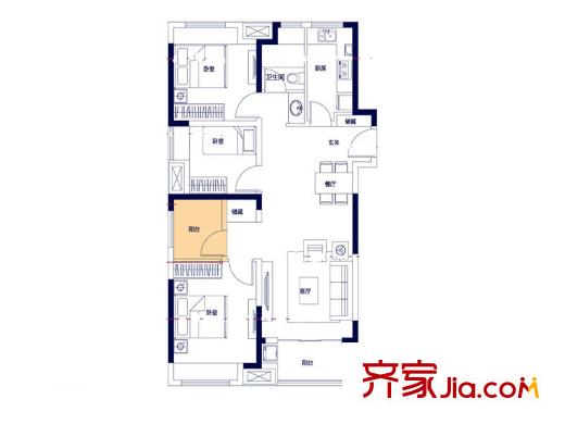 綠地?濱湖印象 3室 戶型圖