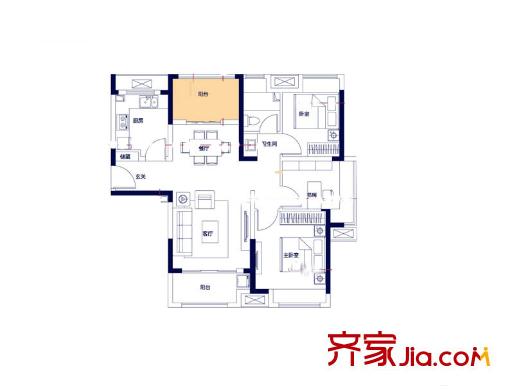 綠地?濱湖印象 3室 戶型圖