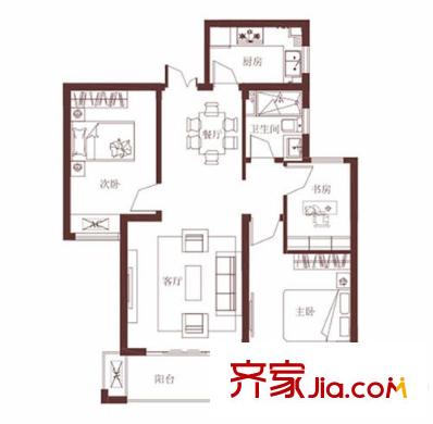 綠地?濱湖印象 3室 戶型圖