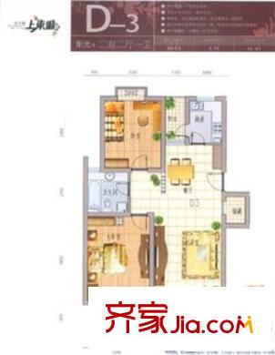金大陸上東城戶型圖2室2廳1衛(wèi)1廚