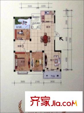 嘉元玉蘭庭戶型圖I戶型 3室2廳1衛(wèi)1廚