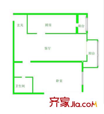 求實(shí)學(xué)校宿舍戶型圖10580668 1室1廳1衛(wèi)1廚