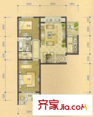 合肥合作經(jīng)濟(jì)廣場戶型圖11 2室1廳1衛(wèi)1廚