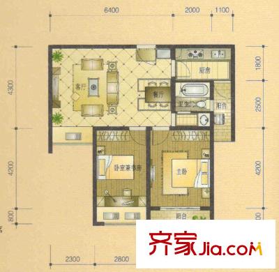 合肥合作經(jīng)濟(jì)廣場戶型圖9 2室2廳1衛(wèi)1廚