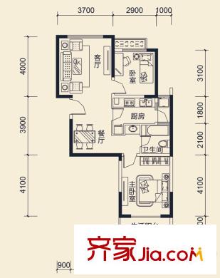 合肥合作經(jīng)濟(jì)廣場戶型圖5 2室2廳1衛(wèi)1廚