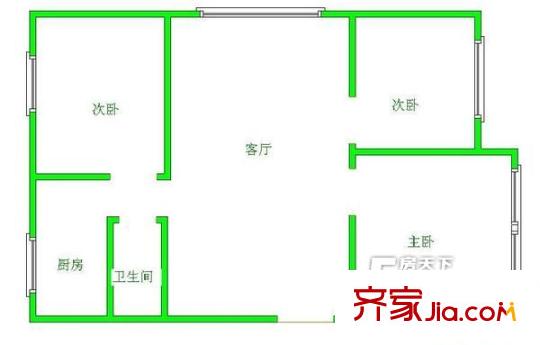 二建三處小區(qū) 3室 戶型圖