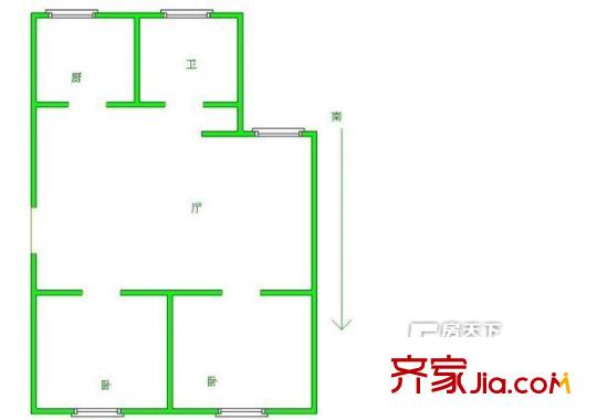 二建三處小區(qū) 2室 戶型圖