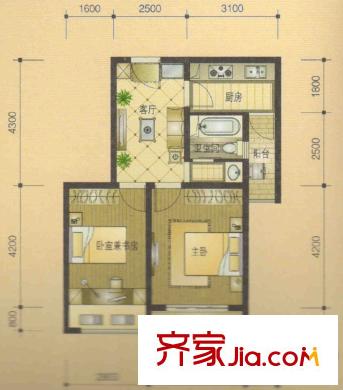 合肥合作經(jīng)濟(jì)廣場戶型圖10 2室2廳1衛(wèi)1廚