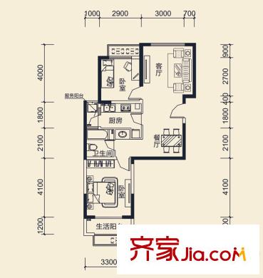 合肥合作經(jīng)濟(jì)廣場戶型圖1#D戶型 3室2廳1衛(wèi)1廚