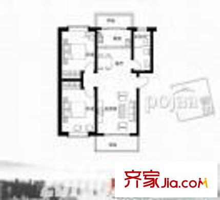 中房名城戶型圖19-2 2室2廳1衛(wèi)1廚