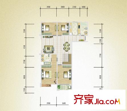 柏景雅筑二期戶(hù)型圖A戶(hù)型 4室2廳2衛(wèi)1廚