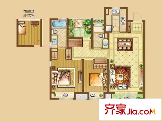 北城中環(huán)城一期 D戶型 2室2廳1衛(wèi)1廚