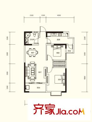 平方米景灣書香閣 2室 戶型圖