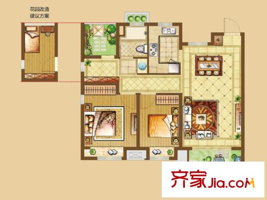 北城中環(huán)城一期 C戶型 2室2廳1衛(wèi)1廚