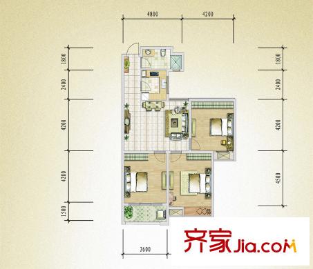 柏景雅筑二期戶型圖2 3室2廳2衛(wèi)1廚