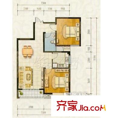 新天地國(guó)際廣場(chǎng)戶型圖6-2 2室2廳1衛(wèi)1廚