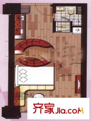 新天地國(guó)際廣場(chǎng)戶型圖2009522174254 1室1廳1衛(wèi)1廚