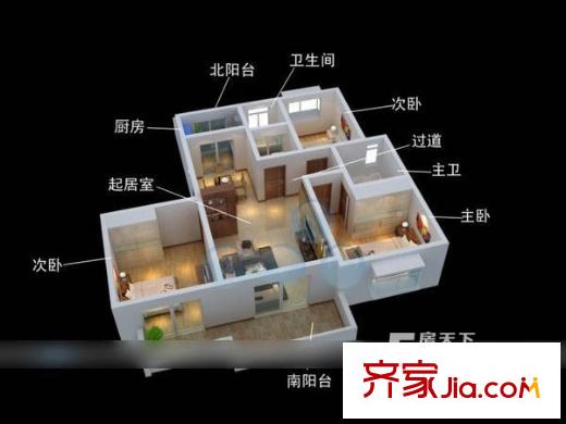 市三建公司宿舍 3室 戶型圖