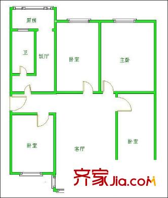 省衛(wèi)生廳宿舍戶型圖4 3室2廳2衛(wèi)1廚