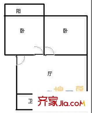 市三建公司宿舍 2室 戶型圖