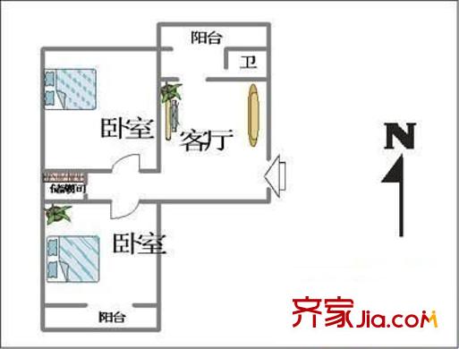 濉溪一村 2室 戶型圖