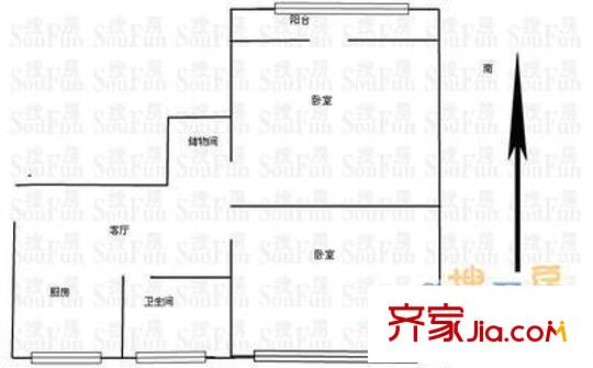 市三建公司宿舍 2室 戶型圖