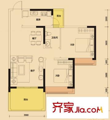 光明小區(qū) 2室 戶型圖