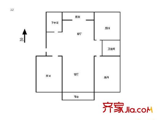 績溪路電子所宿舍 3室 戶型圖