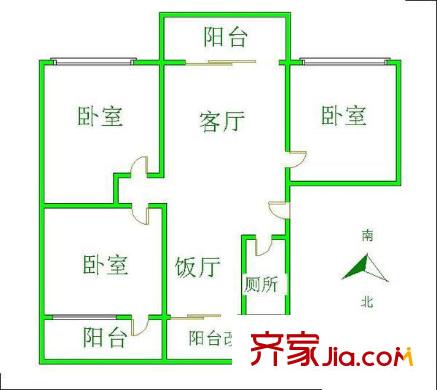 績溪路電子所宿舍 3室 戶型圖