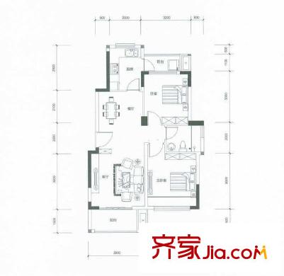 光明小區(qū) 2室 戶型圖